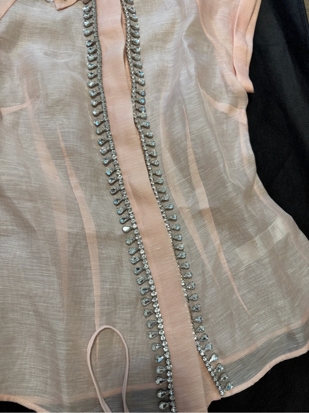 Zimmermann Matchmaker Embellished Pink Short-Sleeve Top - NWT - AU0/US4 - Picture 5 of 10
